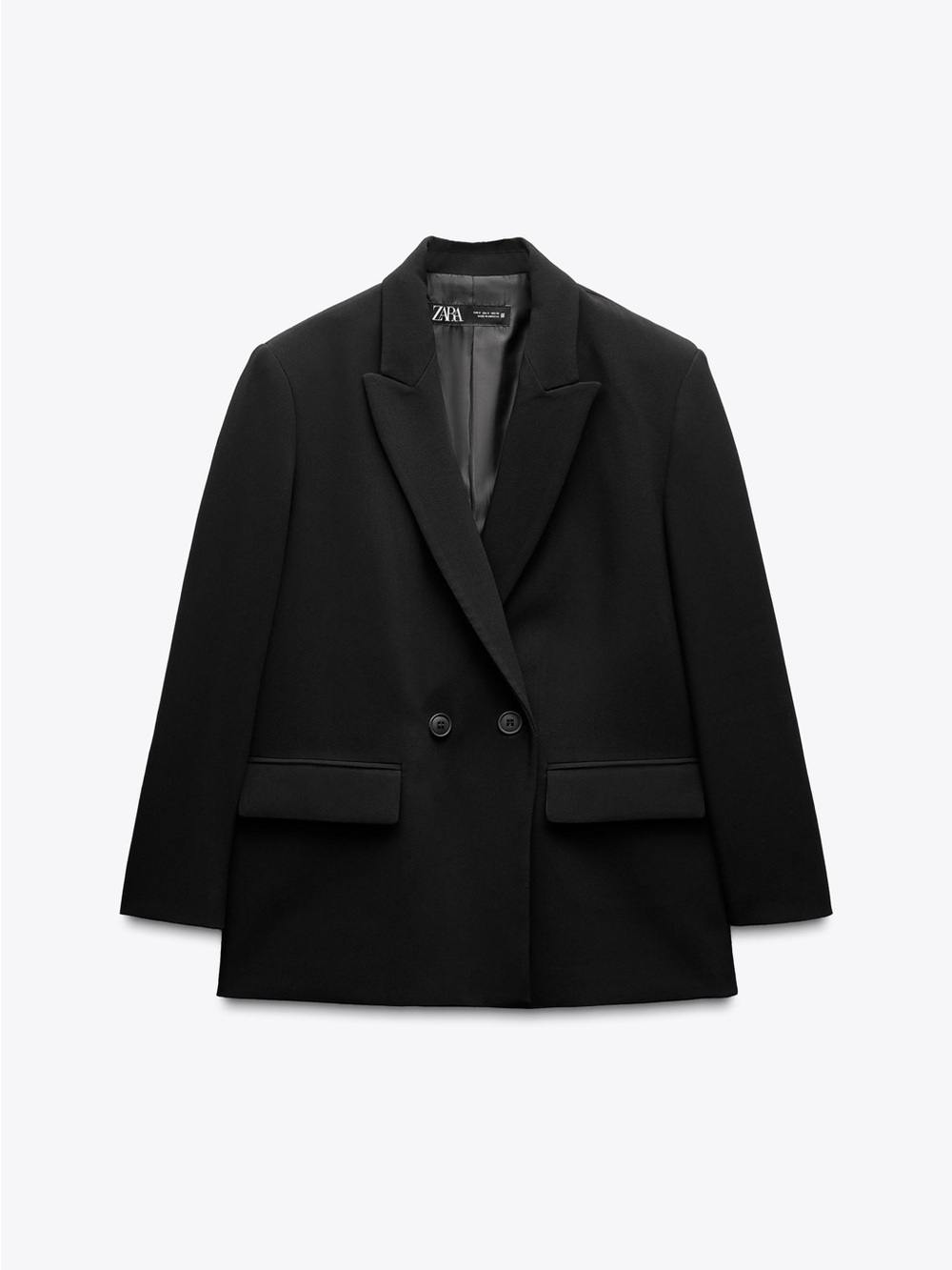 Zara Black Double-Breasted Tailored Blazer
